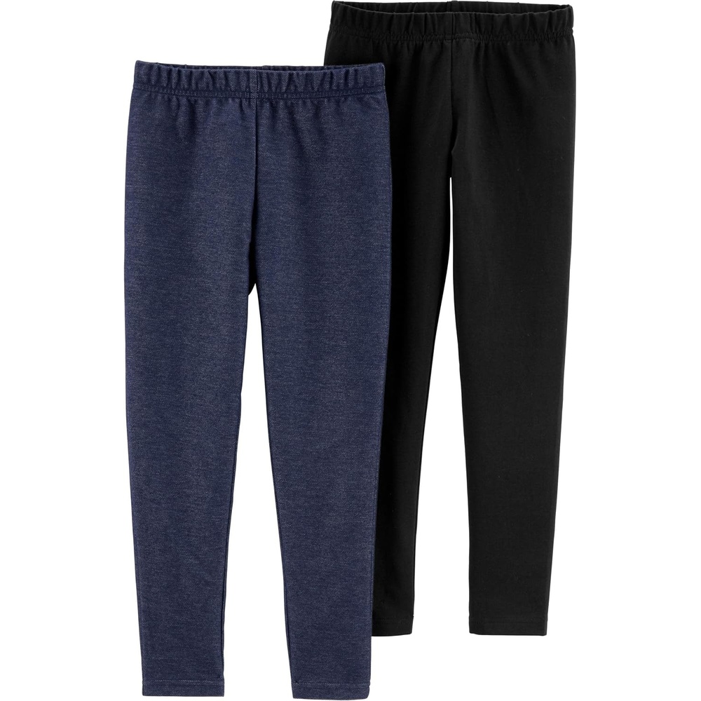 image:imageCarters Little Girls 2Pack Leggings PantsNavy Black