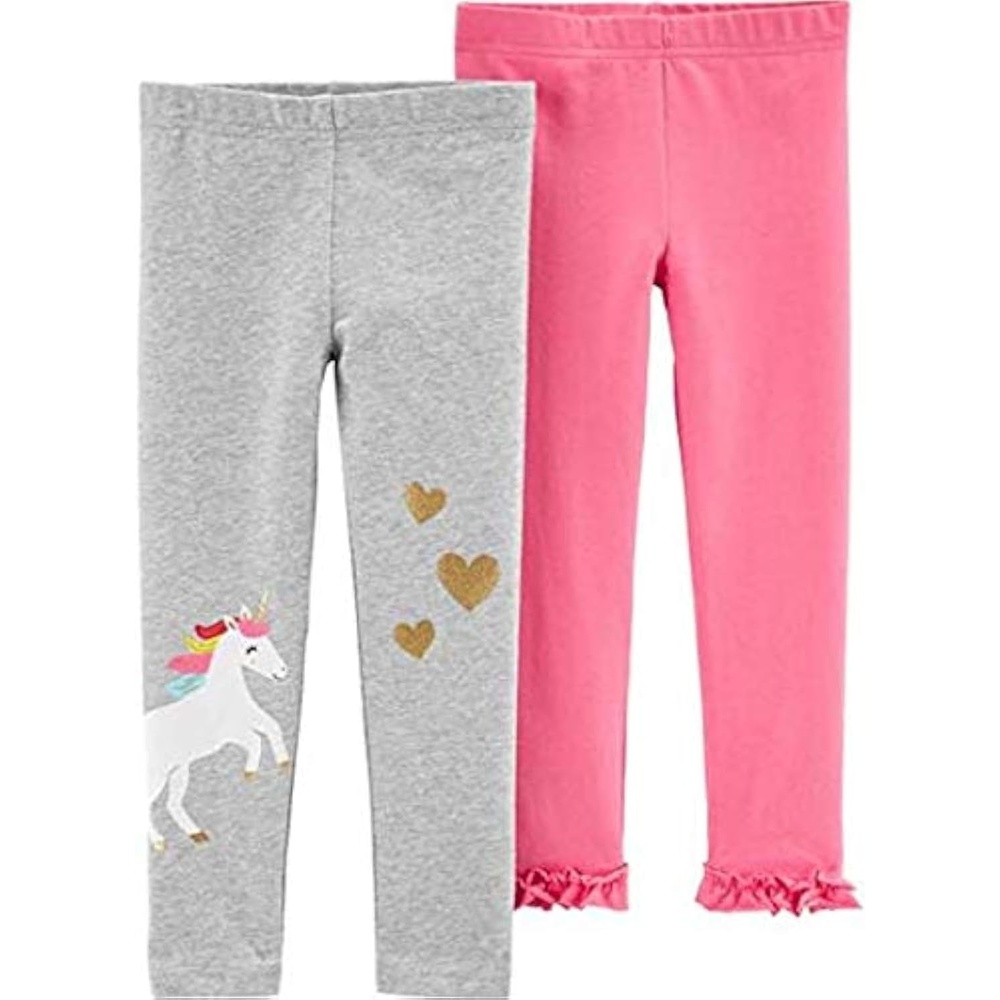 image:imageCarters Little Girls 2Pack Leggings PantsPinkUnicorn
