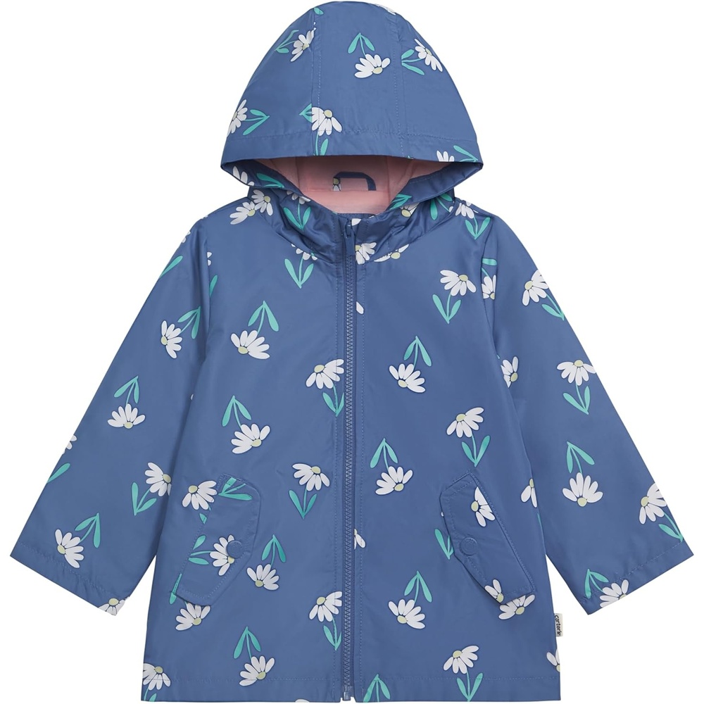 image:imageCarters Toddler amp Little Girls Midweight Fleece Lined Hooded Raincoat Rain JacketColor Changing Blue