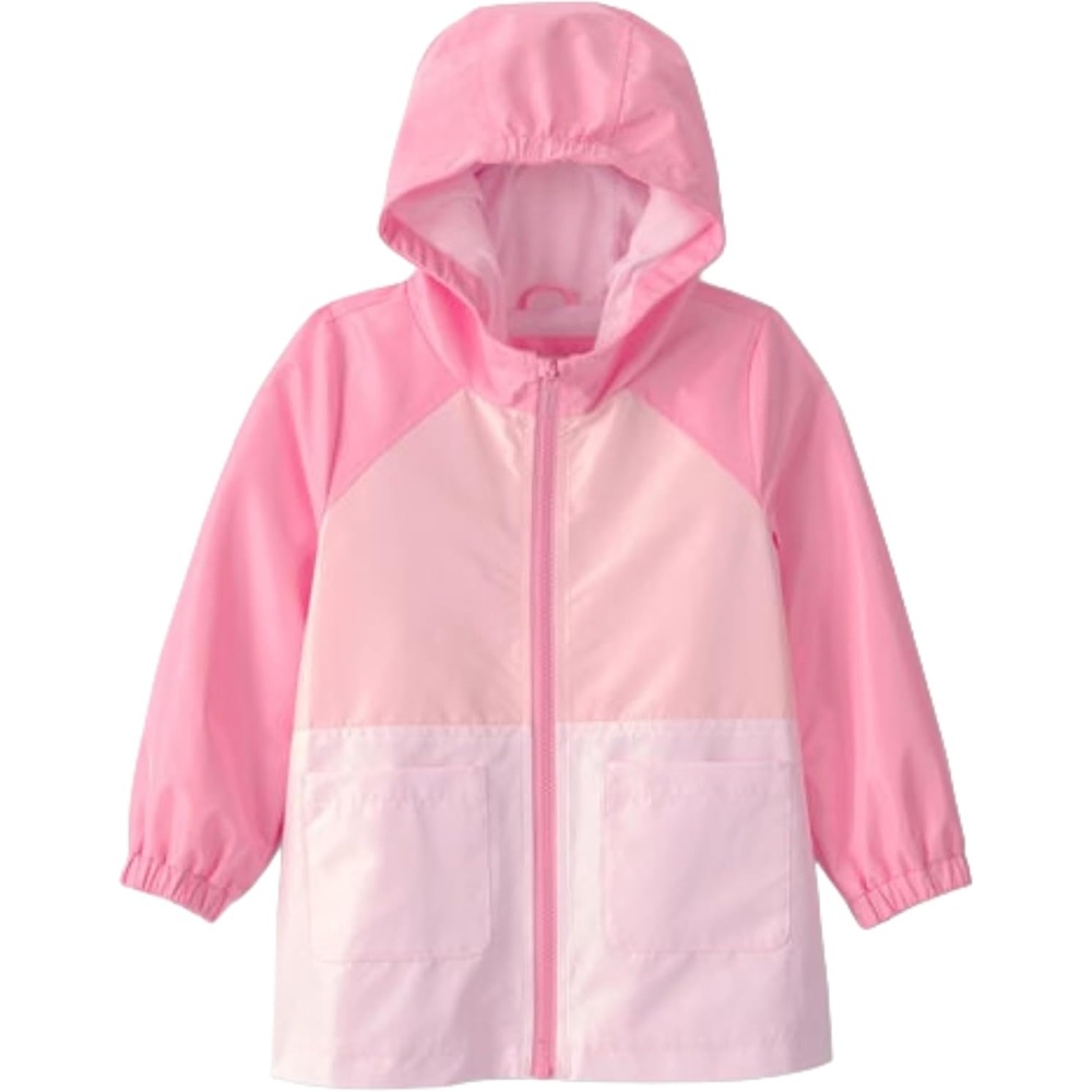 image:imageCarters Toddler amp Little Girls Midweight Fleece Lined Hooded Raincoat Rain JacketColorblock Pink