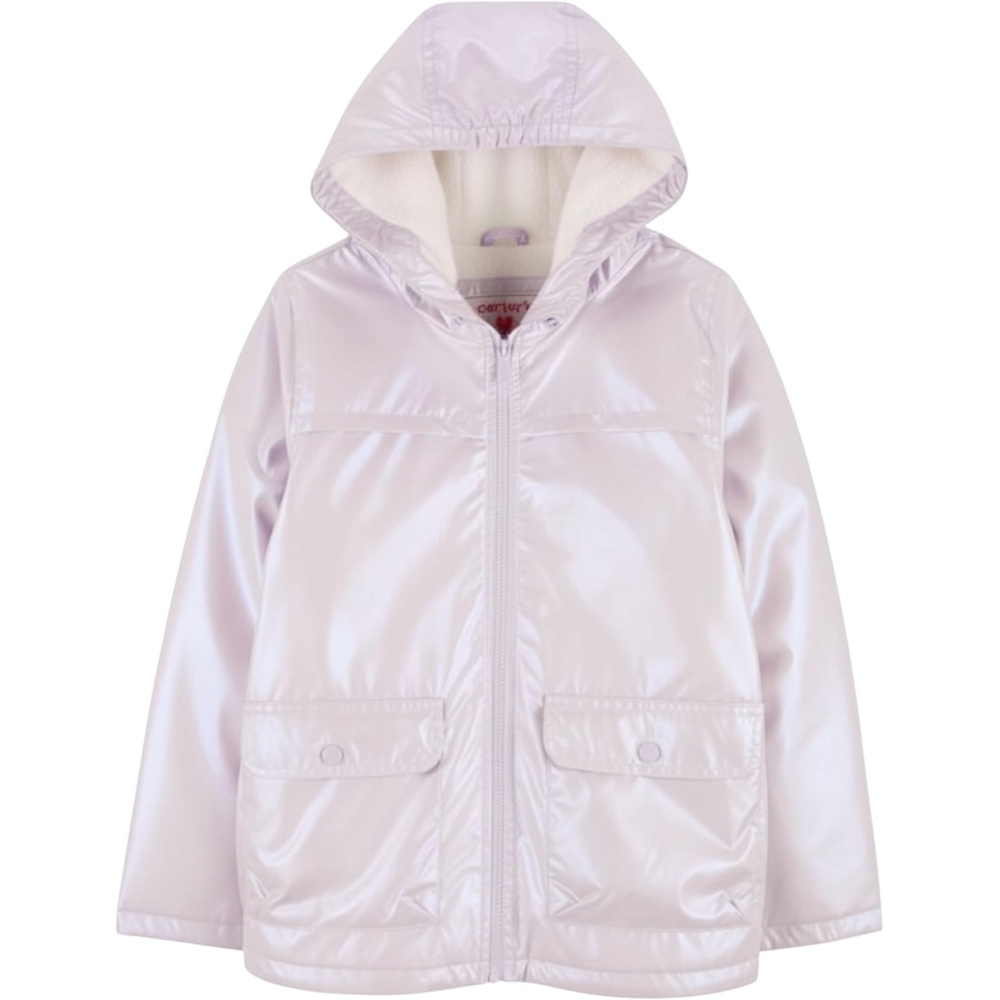 image:imageCarters Toddler amp Little Girls Midweight Fleece Lined Hooded Raincoat Rain JacketLilac