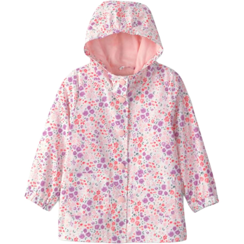 image:imageCarters Toddler amp Little Girls Midweight Fleece Lined Hooded Raincoat Rain JacketPink Floral