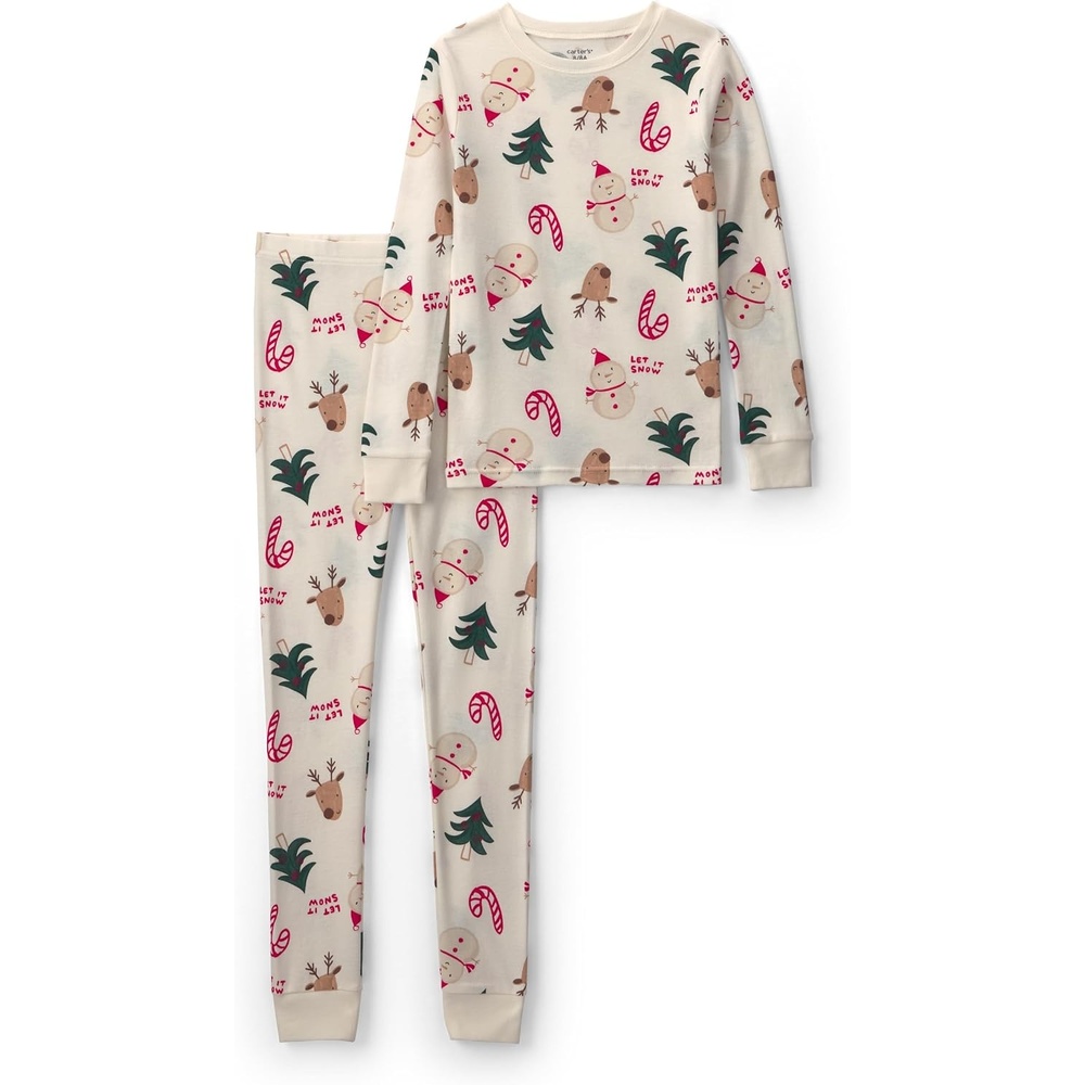image:imageCarters boys 2piece Holiday Cotton PjIvory Holiday Icons