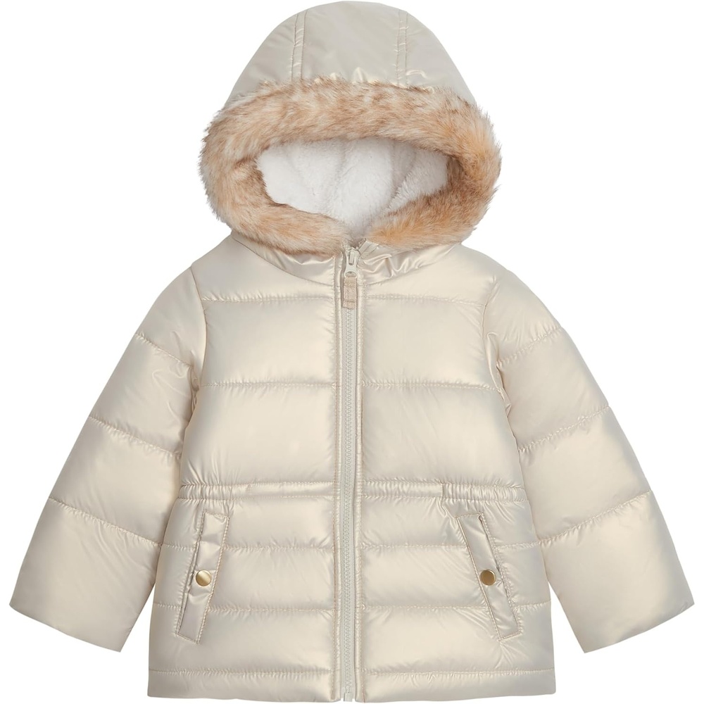 image:imageOSHKOSH BGOSH Baby Girls Warm Winter Parka Coat With Faux Fur Sherpalined HoodKhaki