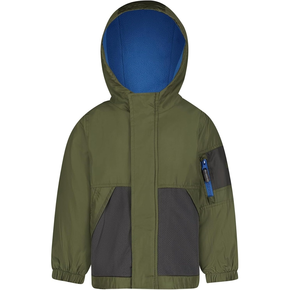image:imageOSHKOSH BGOSH Boys Midweight Jersey Lined Hooded Jacket With Zipper PocketOlive Green