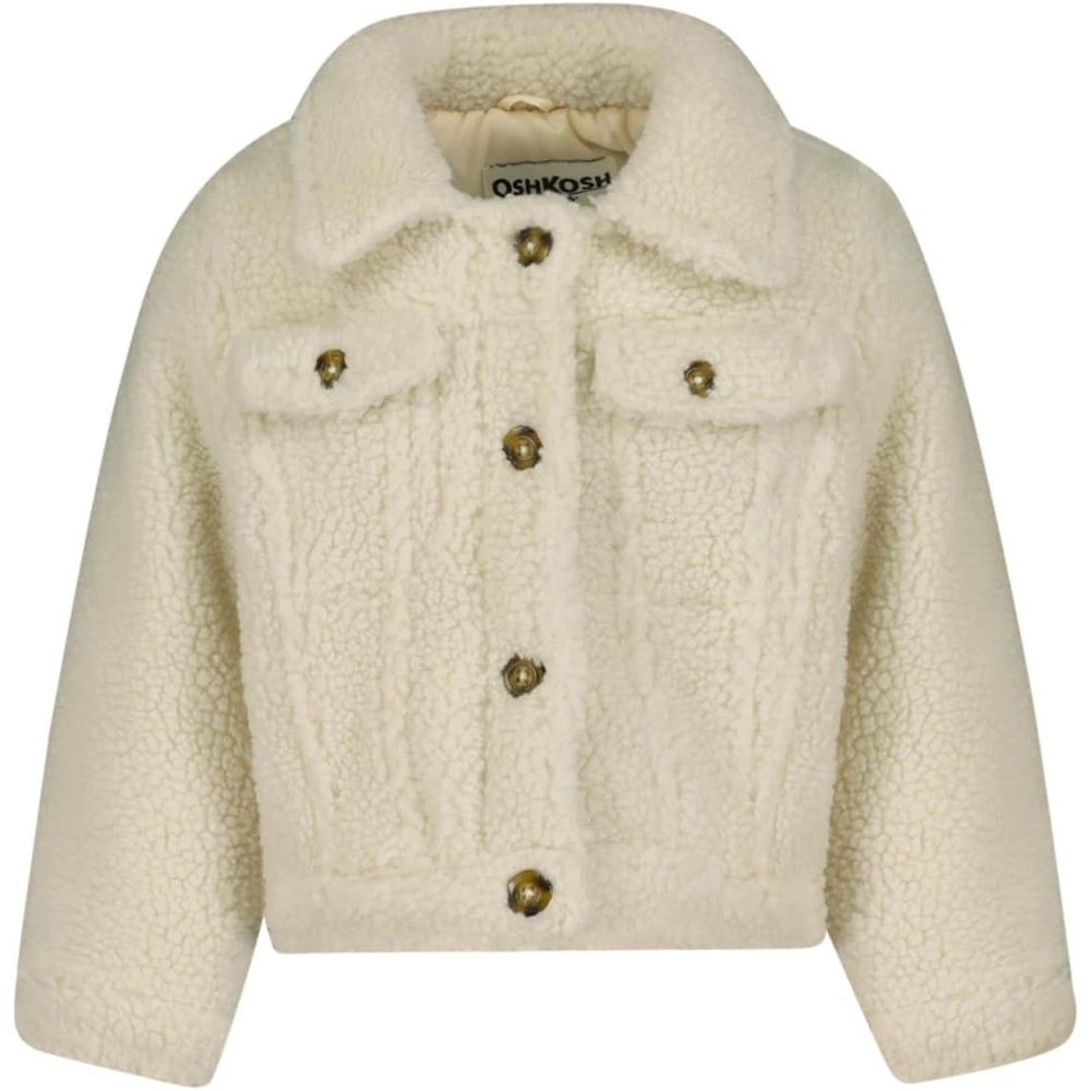 image:imageOSHKOSH BGOSH Girls Midweight Sherpa Buttonfront JacketIvory