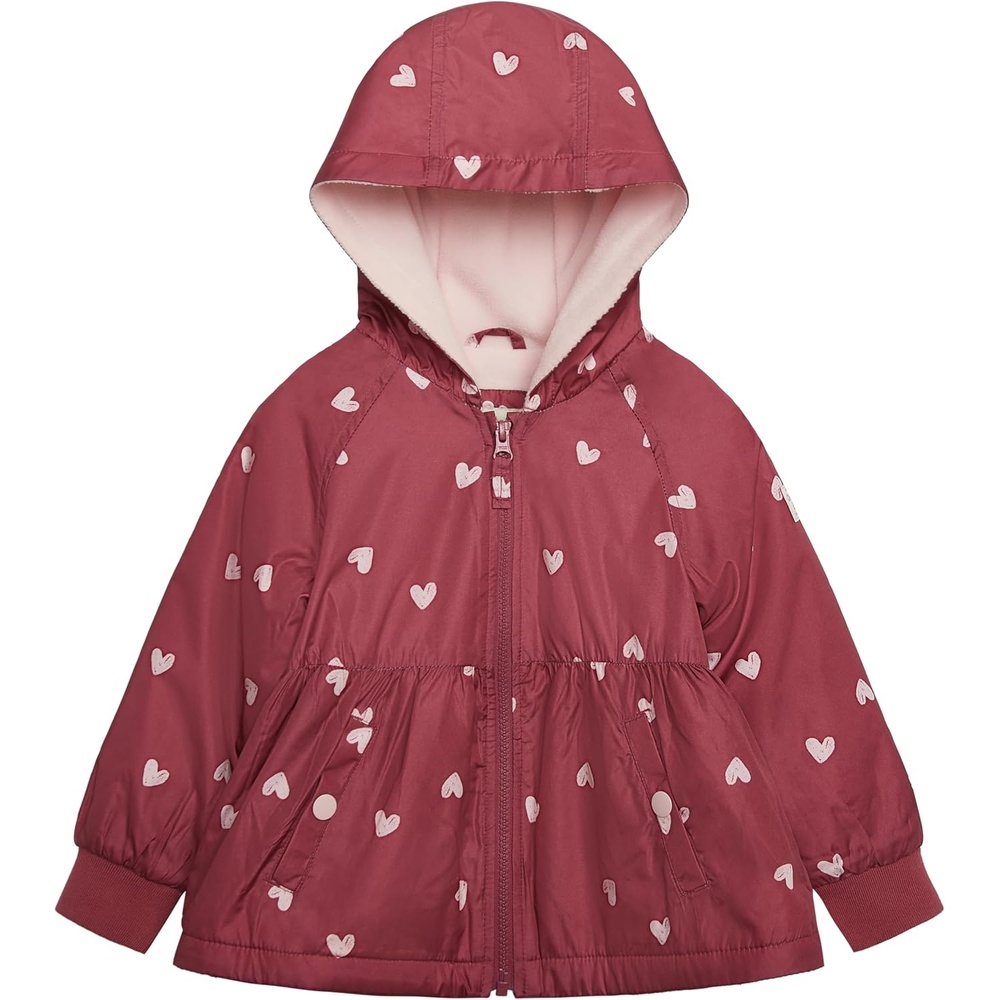 image:imageOSHKOSH BGOSH Girls Midweight Waterresistant Hooded Peplum JacketHeart Prt
