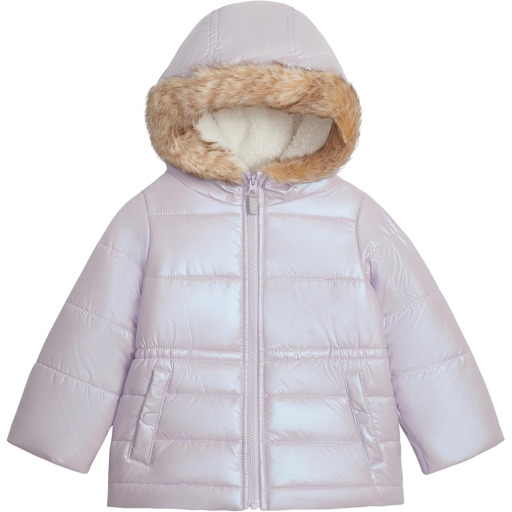 image:imageOSHKOSH BGOSH Girls Warm Winter Parka Coat With Faux Fur Sherpalined HoodLilac