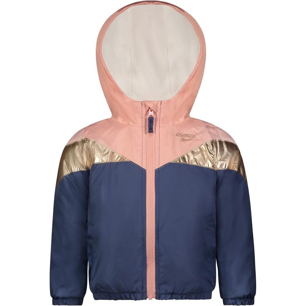 image:imageOSHKOSH BGOSH girls Midweight Fleece Lined Windbreaker JacketNavyPinkGold