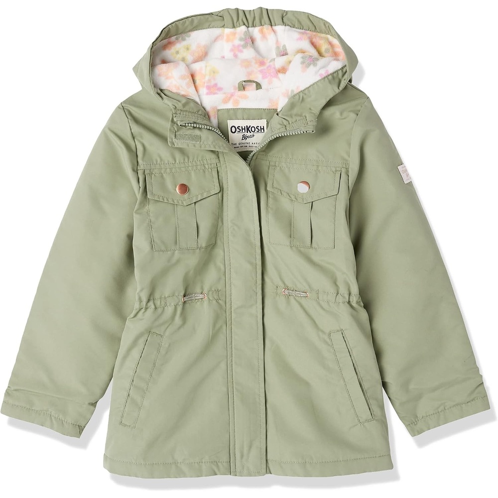 image:imageOSHKOSH BGOSH girls Midweight Fleece Lined Windbreaker JacketOlive Drab