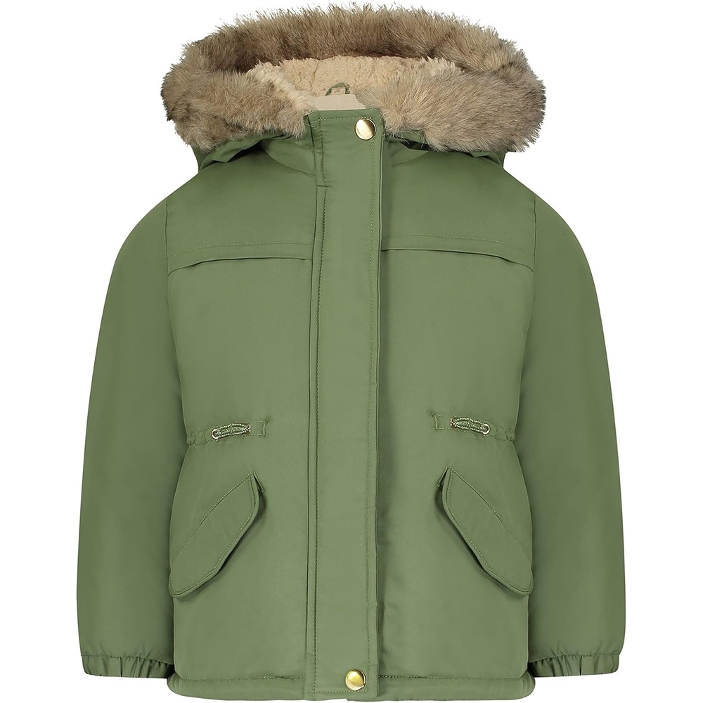 image:imageOshKosh Bgosh Girls Heavyweight Faux Fur Hooded Parka Warm Winter CoatOlive Green