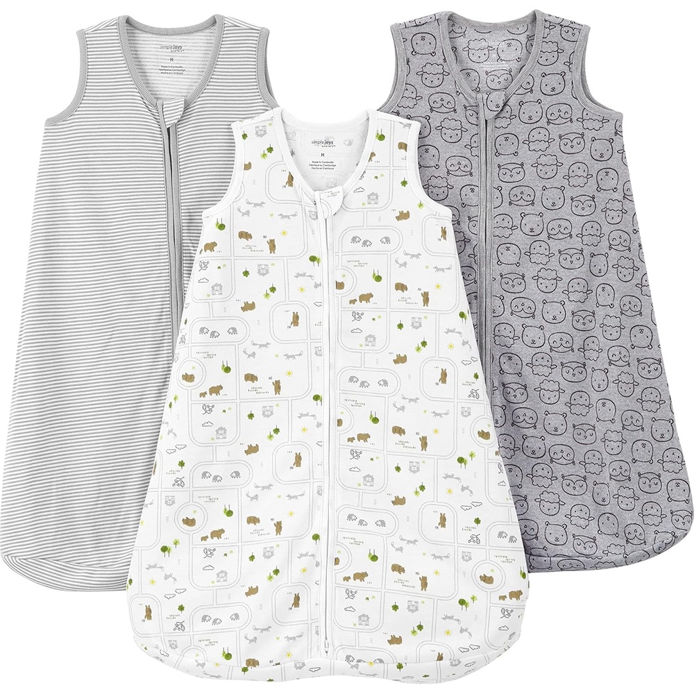 image:imageSimple Joys by Carters Baby 2pack Microfleece Longsleeve SleepbagAnimalStripe