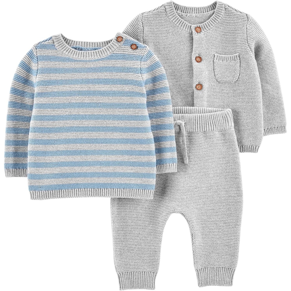 image:imageSimple Joys by Carters Baby 3piece Sweater SetLight Grey Heather