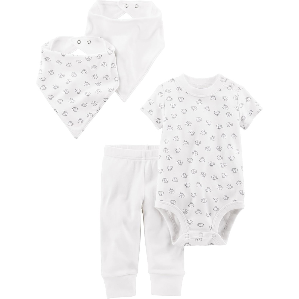 image:imageSimple Joys by Carters Baby 4piece Bodysuit Pant and Bibs SetWhiteLamb