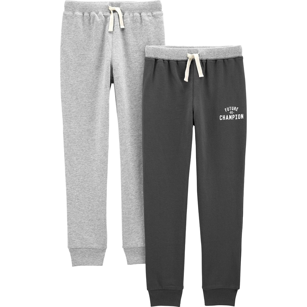 image:imageSimple Joys by Carters Baby Boys 2Pack Athletic Knit Jogger PantsLight Grey HeatherDark Grey Kid