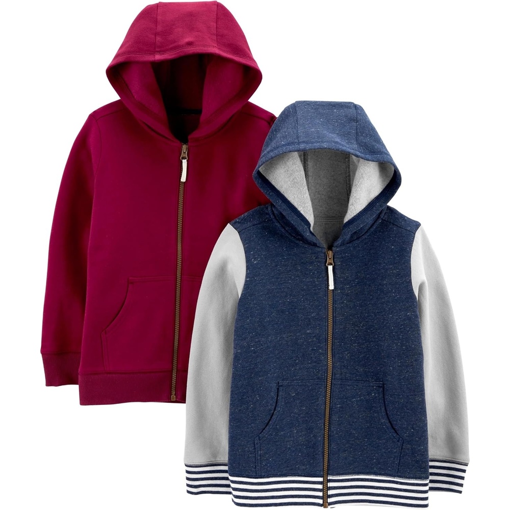 image:imageSimple Joys by Carters Baby Boys 2pack Full Zip HoodiesBlueBurgundy
