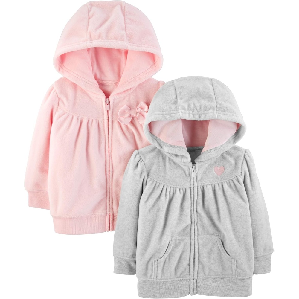 image:imageSimple Joys by Carters Girls 2Pack Full Zip HoodiesLight GreyPink