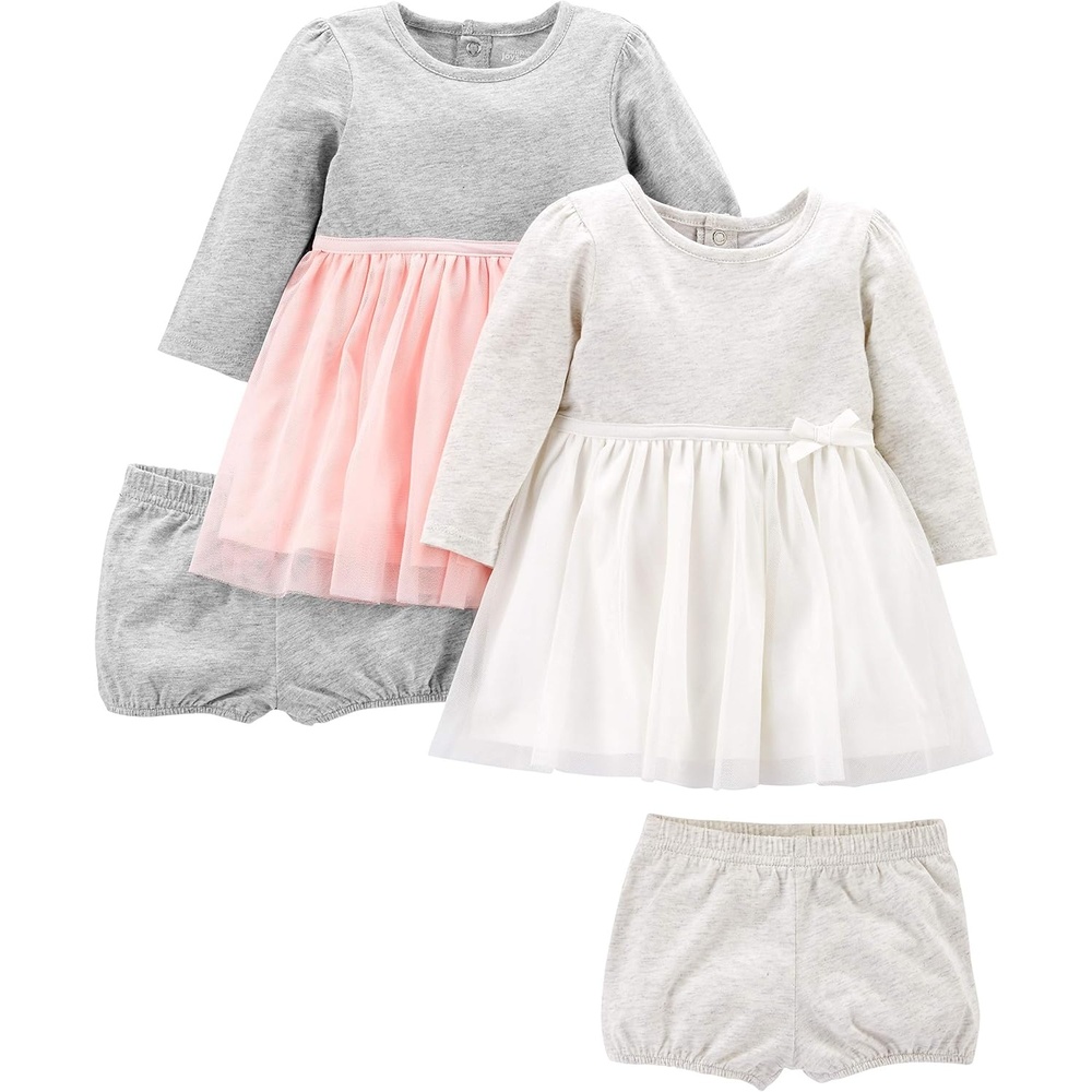 image:imageSimple Joys by Carters Girls 2Pack LongSleeve Dress SetPinkGrey