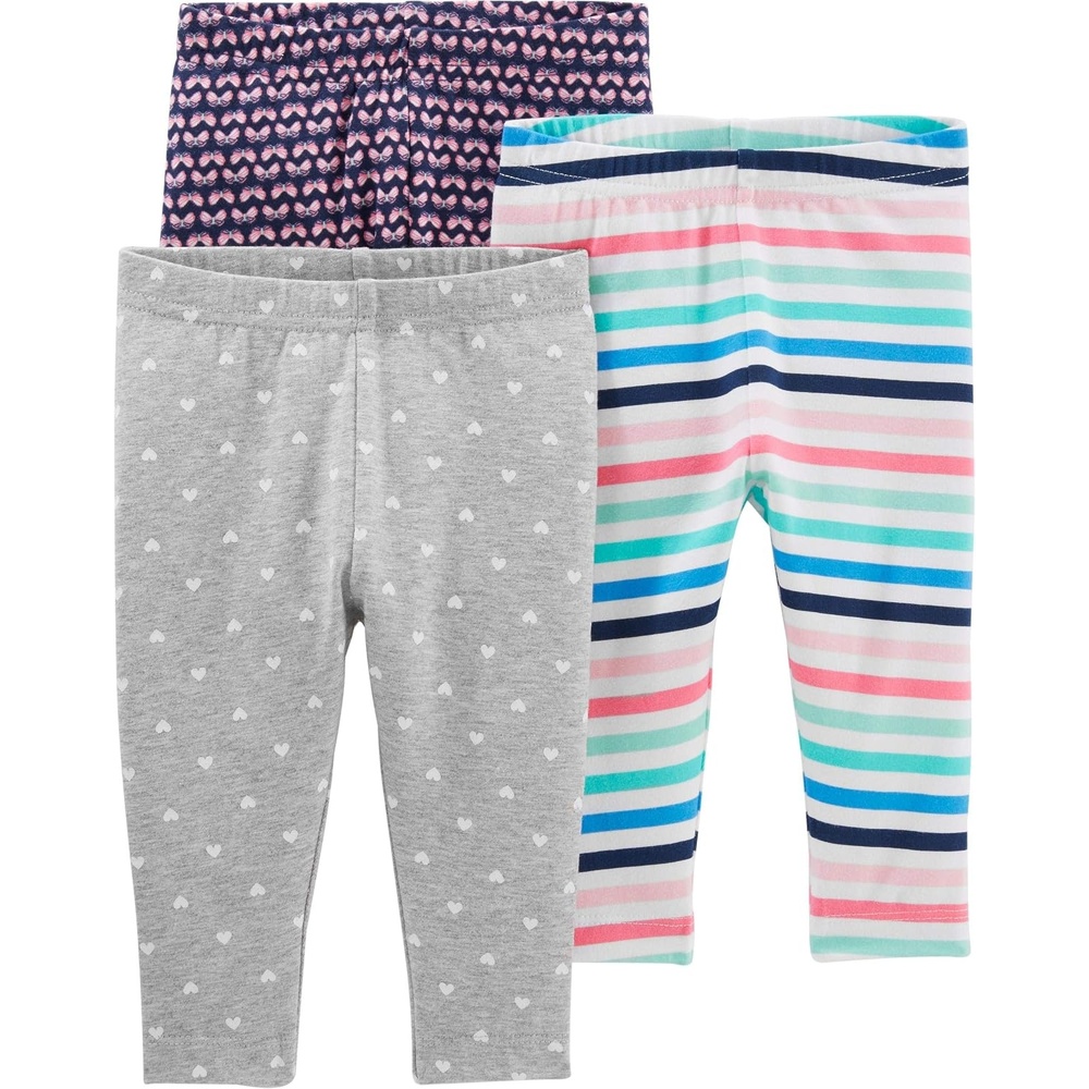 image:imageSimple Joys by Carters Girls 3 pack LeggingsButterfliesHeartsStripe