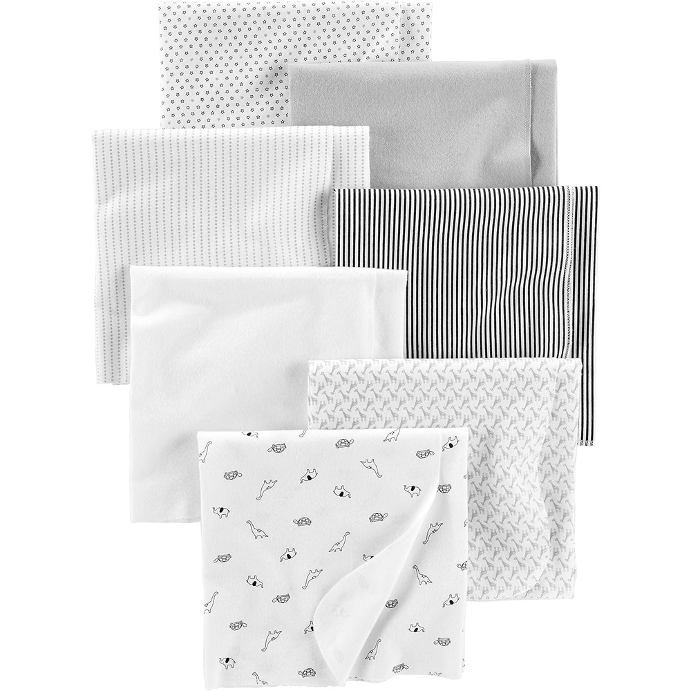 image:imageSimple Joys by Carters Unisex Babies Flannel Receiving Blankets Pack of 7GreyWhiteBlack