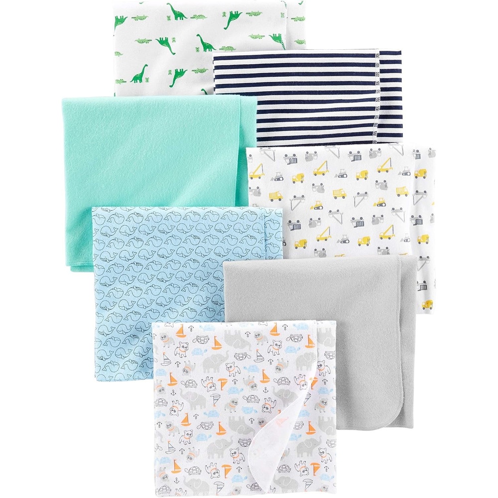 image:imageSimple Joys by Carters Unisex Babies Flannel Receiving Blankets Pack of 7Mint GreenBlueWhite