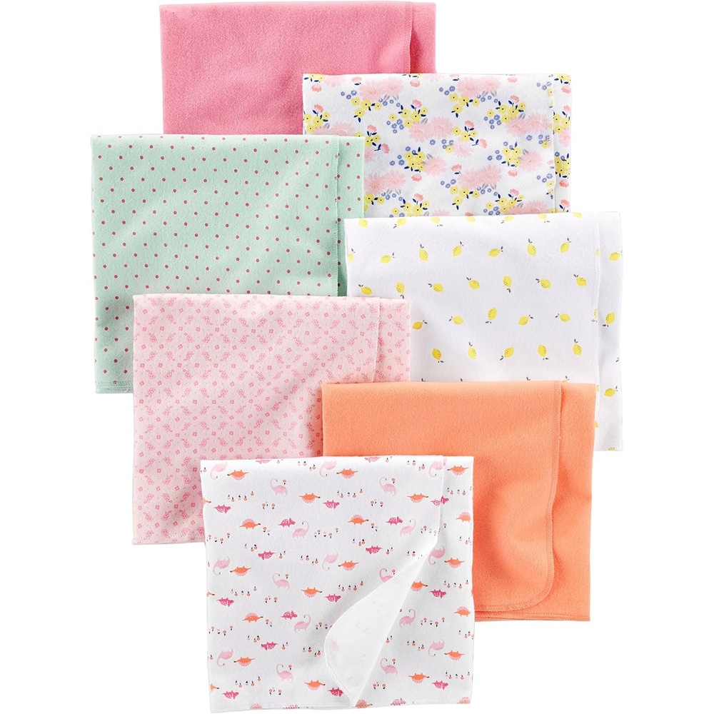image:imageSimple Joys by Carters Unisex Babies Flannel Receiving Blankets Pack of 7MulticolorDinosaurDotsFloralLemonTurtle