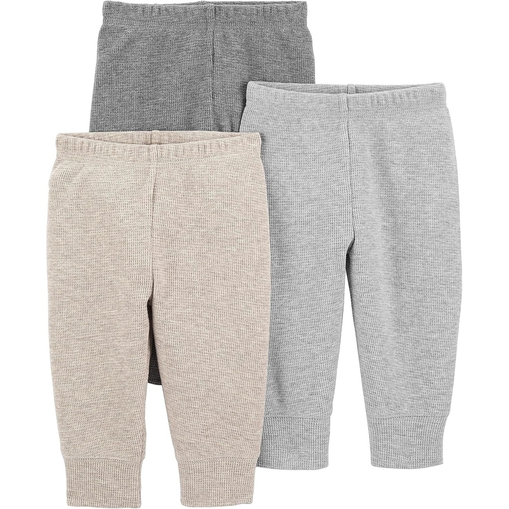 image:imageSimple Joys by Carters Unisex Baby 3 Pack Thermal PantsBeigeDark GreyGrey