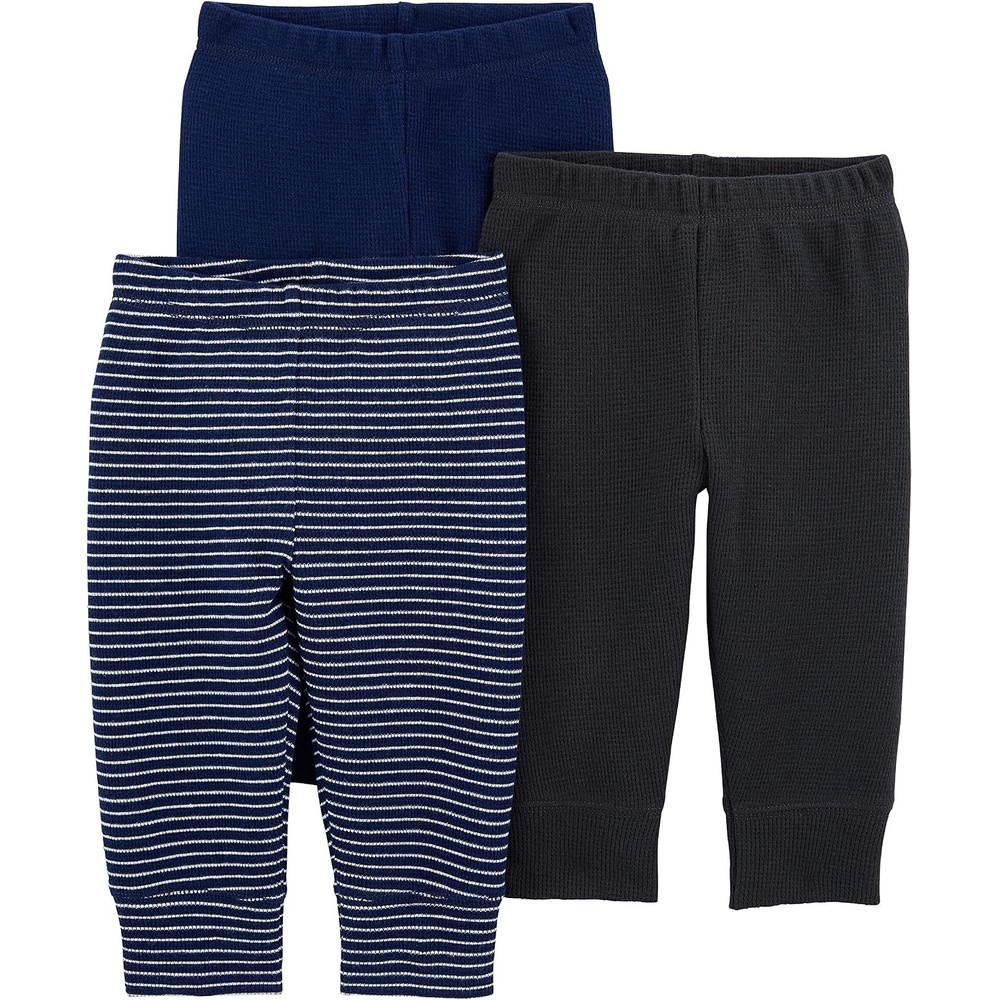 image:imageSimple Joys by Carters Unisex Baby 3 Pack Thermal PantsBlackDark Blue StripeNavy