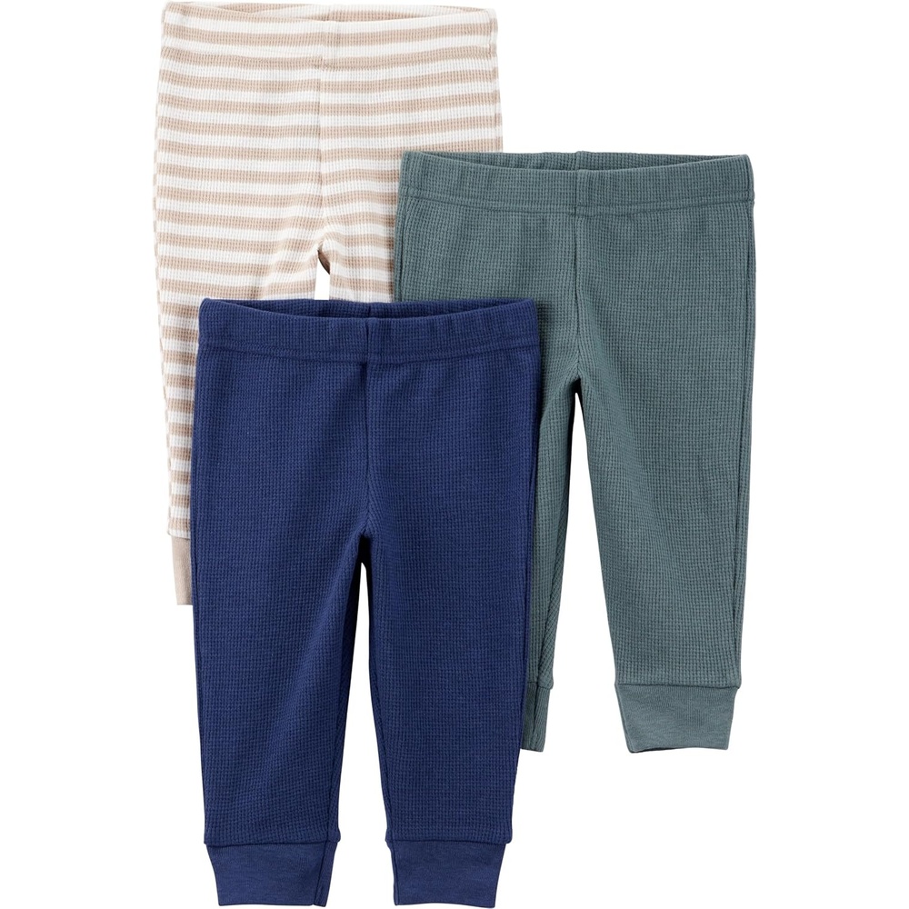 image:imageSimple Joys by Carters Unisex Baby 3 Pack Thermal PantsGreen Stripe