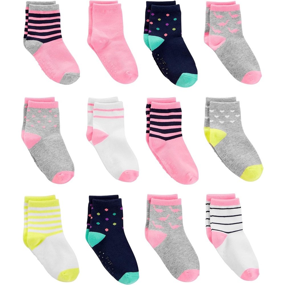 image:imageSimple Joys by Carters babyboys 12pack Neutral Sock LowMulticolorDinosaurDotsHeartsStripe