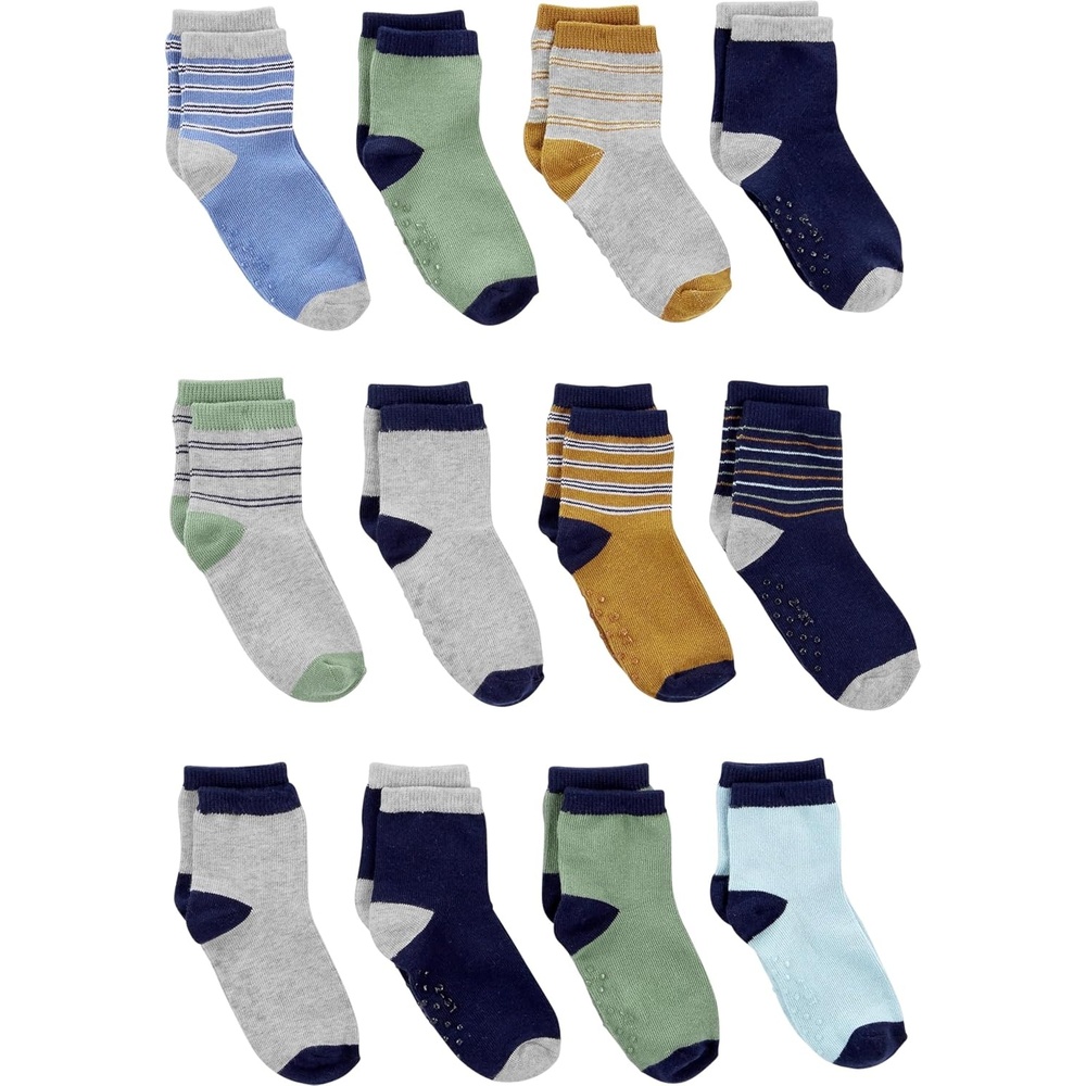 image:imageSimple Joys by Carters babyboys 12pack Neutral Sock LowMulticolorDouble StripeStripe