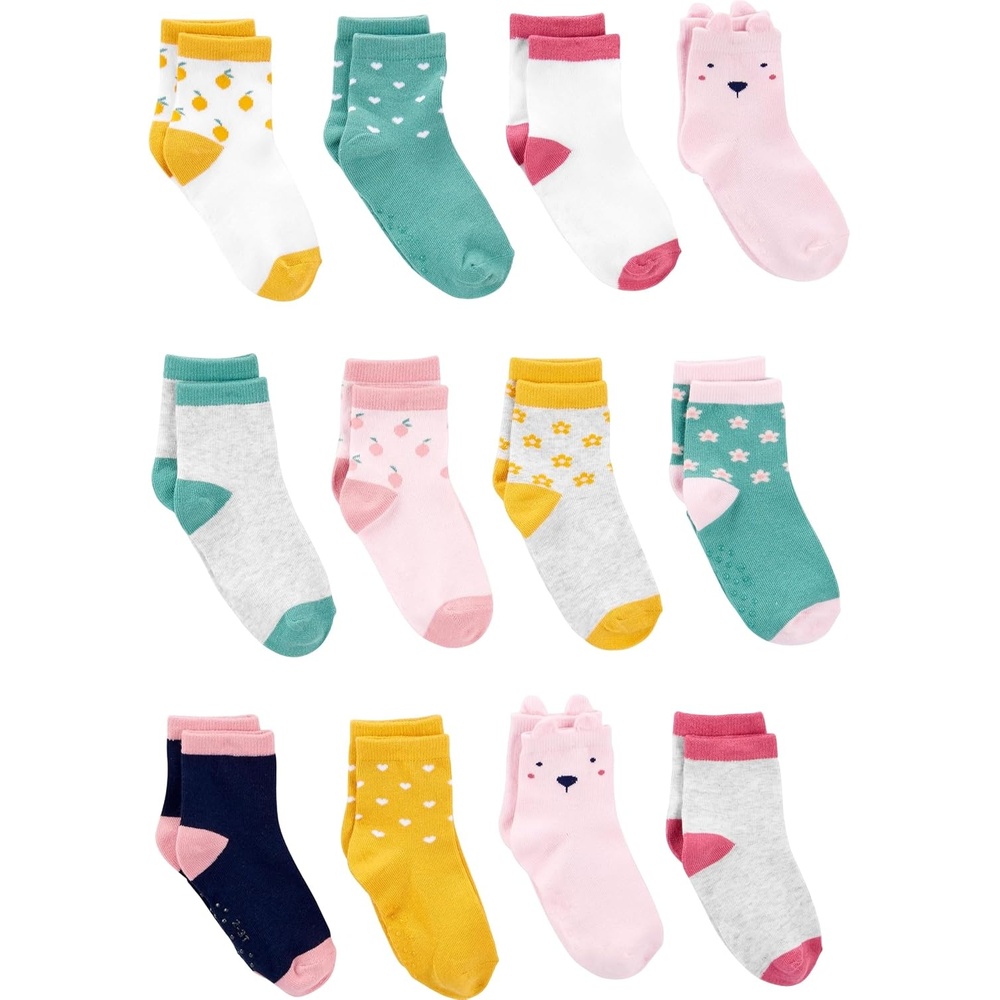 image:imageSimple Joys by Carters babyboys 12pack Neutral Sock LowMulticolorFlowersFruitHearts