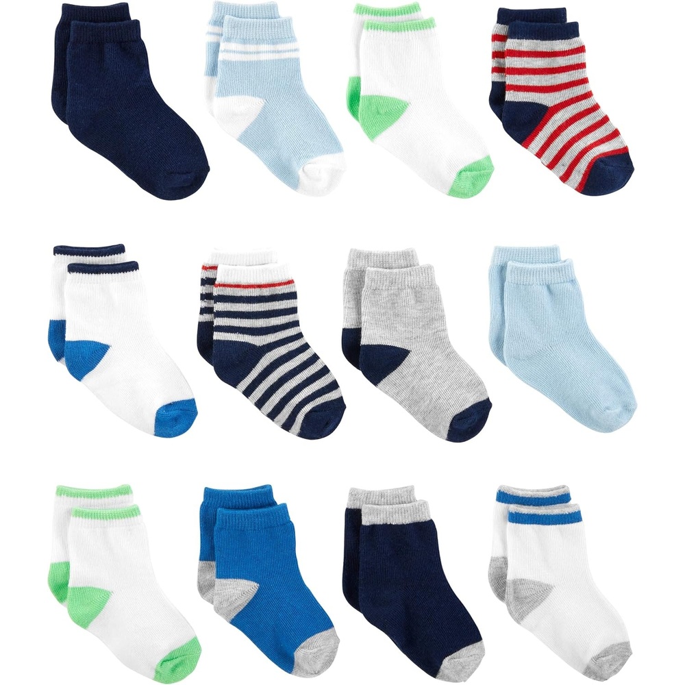 image:imageSimple Joys by Carters babyboys 12pack Neutral Sock LowMulticolorStripe