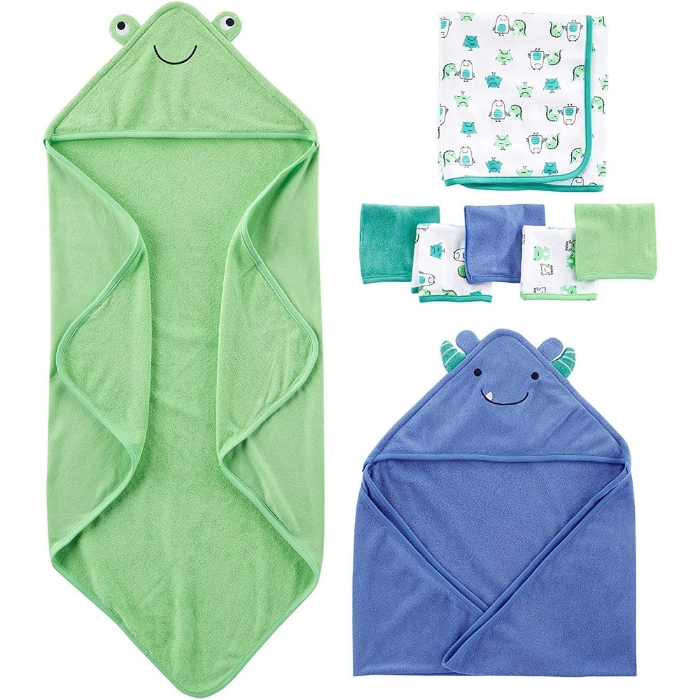 image:imageSimple Joys by Carters babygirls 8piece Towel and Washcloth SetBlueGreenWhite