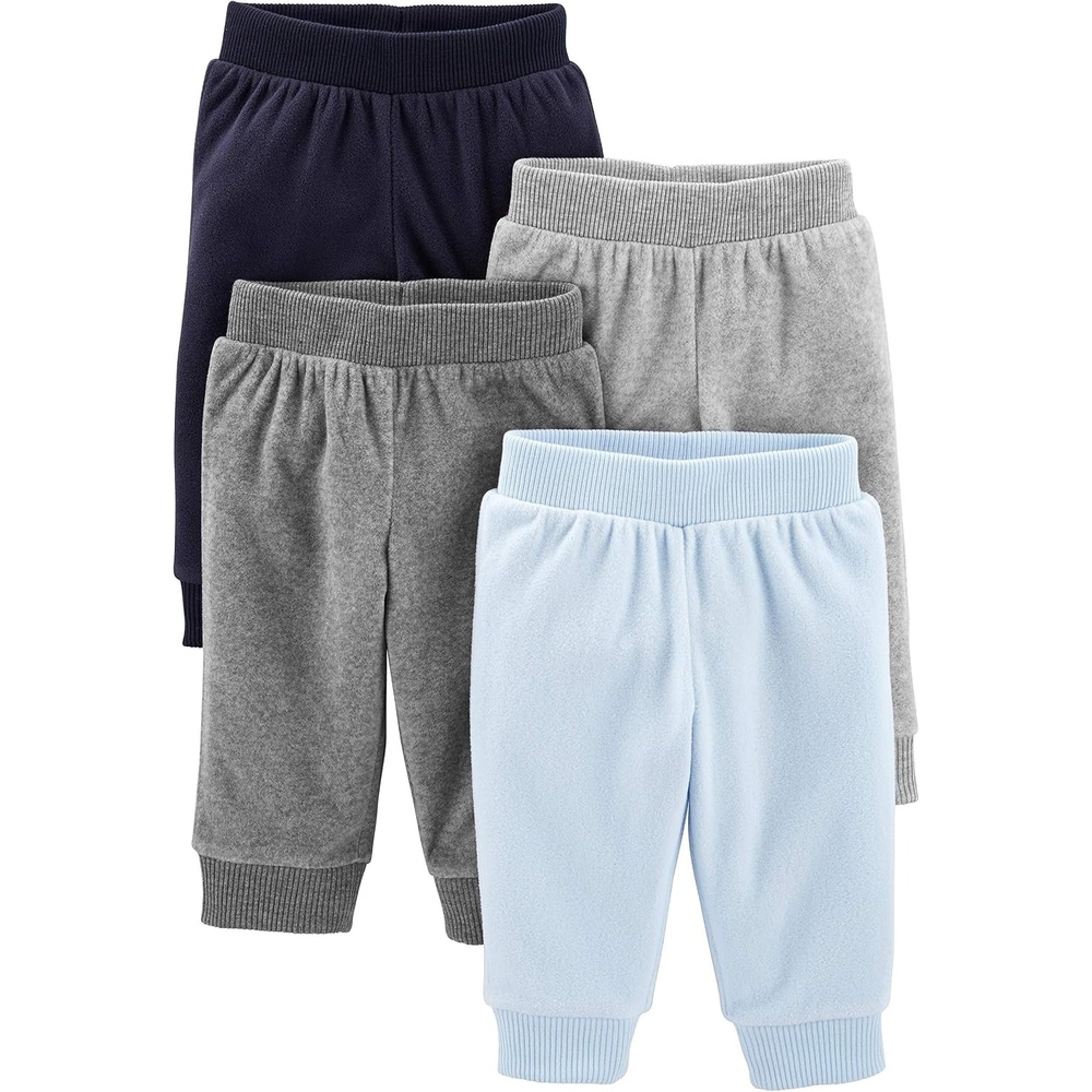 image:imageSimple Joys by Carters unisexbaby 4pack Fleece PantsDark GreyGrey HeatherLight BlueNavy