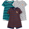 Grey Cars/Navy Lion/Turquoise Green Horizontal Stripe