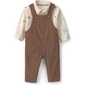 Carter’s Baby Boys’ 2-piece Overall Set Blue Navy Sports Patches(Brown Cream Dogs Prints)