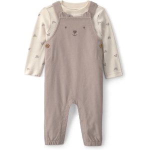 Carter’s Baby Boys’ 2-piece Overall Set Blue Navy Sports Patches(Brown Ivory Bear)