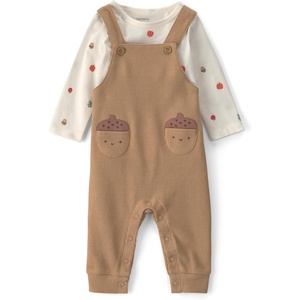 Carter’s Baby Boys’ 2-piece Overall Set Blue Navy Sports Patches(Brown Ivory Novelty)
