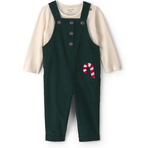 Carter’s Baby Boys’ 2-piece Overall Set Blue Navy Sports Patches(Green Cream Candy Cane)