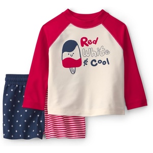 Carter’s Baby Boys’ 2-piece Rashguard Trunk Set(Blue/White/Red)