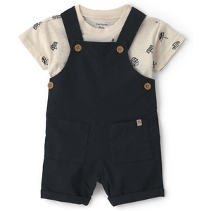 Carter’s Baby Boys’ 2-piece Shortall Set(Black/Cream Bach)