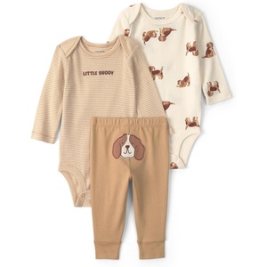 Carter’s Baby Boys’ 3-piece Bodysuit Pant Sets(Brown Cream Dog)