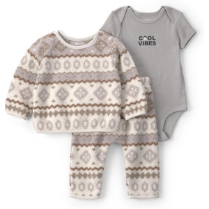 Carter’s Baby Boys’ 3-piece Bodysuit Pant Sets(Cream Grey Fair Isle)