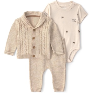 Carter’s Baby Boys’ 3-piece Bodysuit Pant Sets(Cream Heather Sweater)