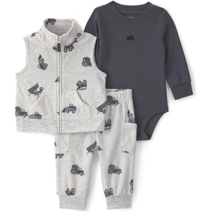 Carter’s Baby Boys’ 3-piece Bodysuit Pant Sets(Grey Construction)