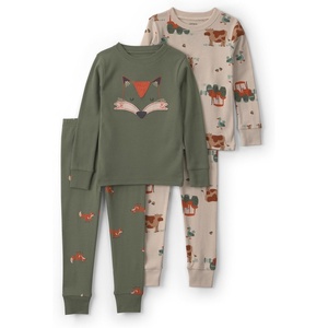 Carter’s Baby Boys’ 4-piece Tight Fit Cotton Pajama Set(Fox Face Green)