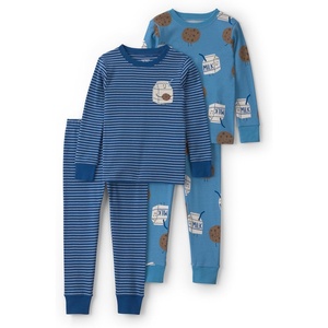 Carter’s Baby Boys’ 4-piece Tight Fit Cotton Pajama Set(Milk and Cookies Blue)