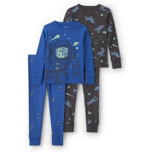 Carter’s Baby Boys’ 4-piece Tight Fit Cotton Pajama Set(Space Blue)
