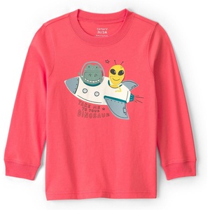 Carter’s Baby Boys’ Long-Sleeve Graphic Tee Shirt(Orange Dino Space)